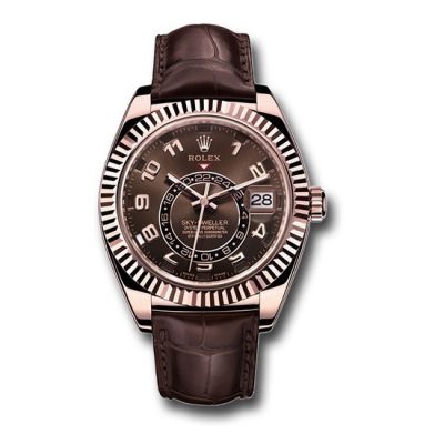 Rolex Oyster Perpetual Sky-Dweller Rose Gold with Leather Strap